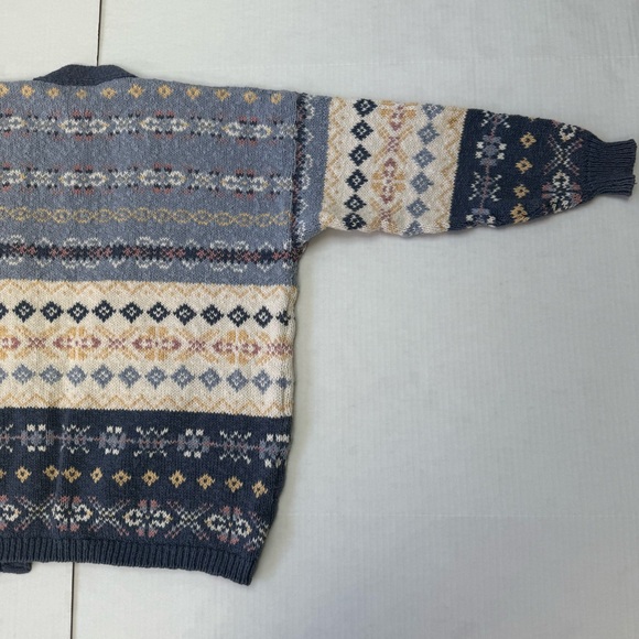 Vintage Land’s End Fair Isle Cardigan Sweater, Women’s Medium, 100% Cotton - Picture 8 of 15